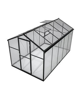 Mondawe 6'x12' Thick Polycarbonate Greenhouse with Double Flush Door