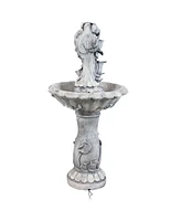 Sunnydaze Decor Outdoor Polyresin Fairy Flower Solar Powered Water Fountain Feature with Battery Backup - 42"