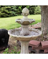 Sunnydaze Decor 46" H Outdoor 2-Tier Pineapple Solar Water Fountain with Battery Backup