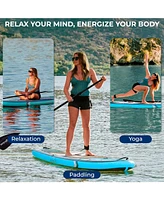Inflatable Stand-Up Paddle-Board with Double-Action Hand Pump, 3-Piece Aluminum Sup Paddle, Leash, Repair Kit and Backpack, Black