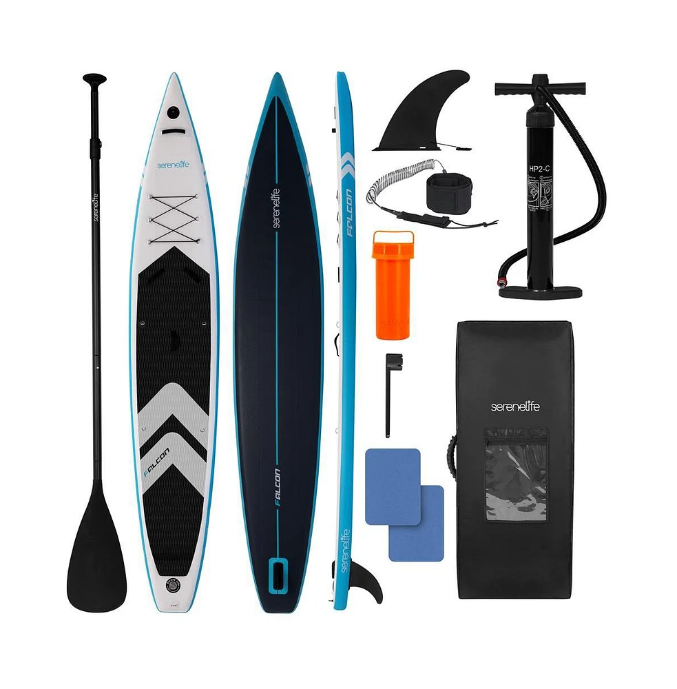 Free-Flow Stand-Up Paddle-Board - Woven Drop-Stitch and Double Layer Side Inflatable Sup with Double-Action Hand Pump (Black)