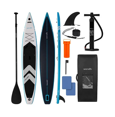Free-Flow Stand-Up Paddle-Board - Woven Drop-Stitch and Double Layer Side Inflatable Sup with Double-Action Hand Pump (Black)