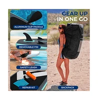 Inflatable Stand-Up Paddle-Board with Double-Action Hand Pump, 3-Piece Aluminum Sup Paddle, Leash, Black