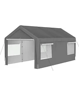 Mondawe 10x20FT Heavy Duty Carport Canopy - Galvanized Steel Car Garage with Roll-up Windows