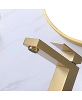 Greenspring Single Hole Handle Bathroom Vessel Sink Faucet With Supply Hose Brushed Gold