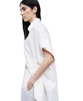 Nocturne Women's Ecru Linen Flowy Shirt