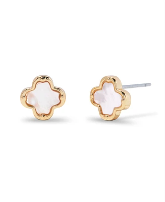 brook & york Chatham Gold Plated Clover Mother of Pearl Stud Earrings