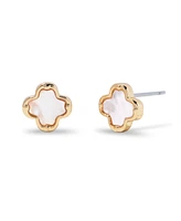 brook & york Chatham Gold Plated Clover Mother of Pearl Stud Earrings