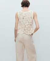 Mango Women's Flowers Crochet Top
