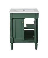 Casainc 24" Vanity with Sink and 2-Tier Shelf, Modern Freestanding Cabinet