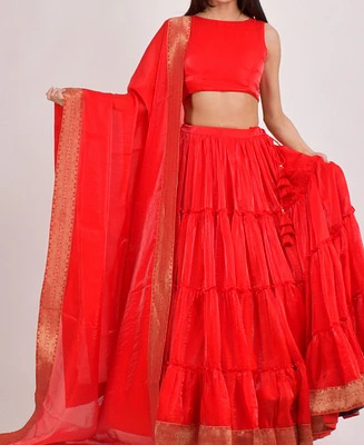 Raas Women's Tiered Shimmer Lehenga Choli