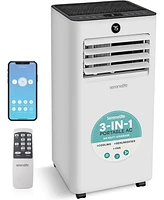 SereneLife Portable Air Conditioner - 1000 Btu (Ashrae) Compact Cooling Unit with WiFi Function, Includes Window Mount Kit (Gray)