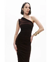 Nocturne Women's Twist Detail One-Sleeve Maxi Dress