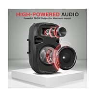 Pyle 350W Powered Bluetooth Pa Speaker Kit – Active & Passive Speakers, Mic, Stands, Remote, MP3/Usb/Sd/Aux Inputs – Plug & Play (PPHP84