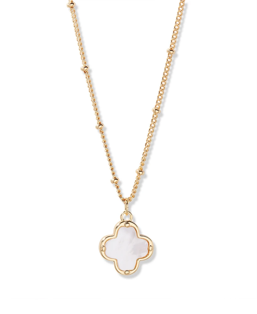 brook & york Gold Plated Chatham Clover Cultivated Pearl Short Pendant Necklace