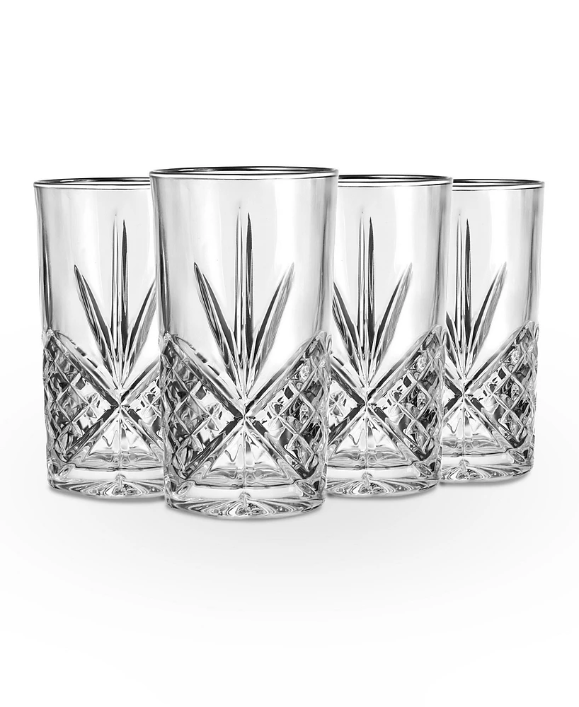 Godinger Dublin Platinum Highball Glasses, Set of 4
