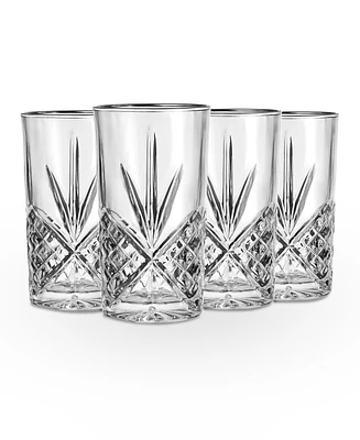 Godinger Dublin Platinum Highball Glasses, Set of 4