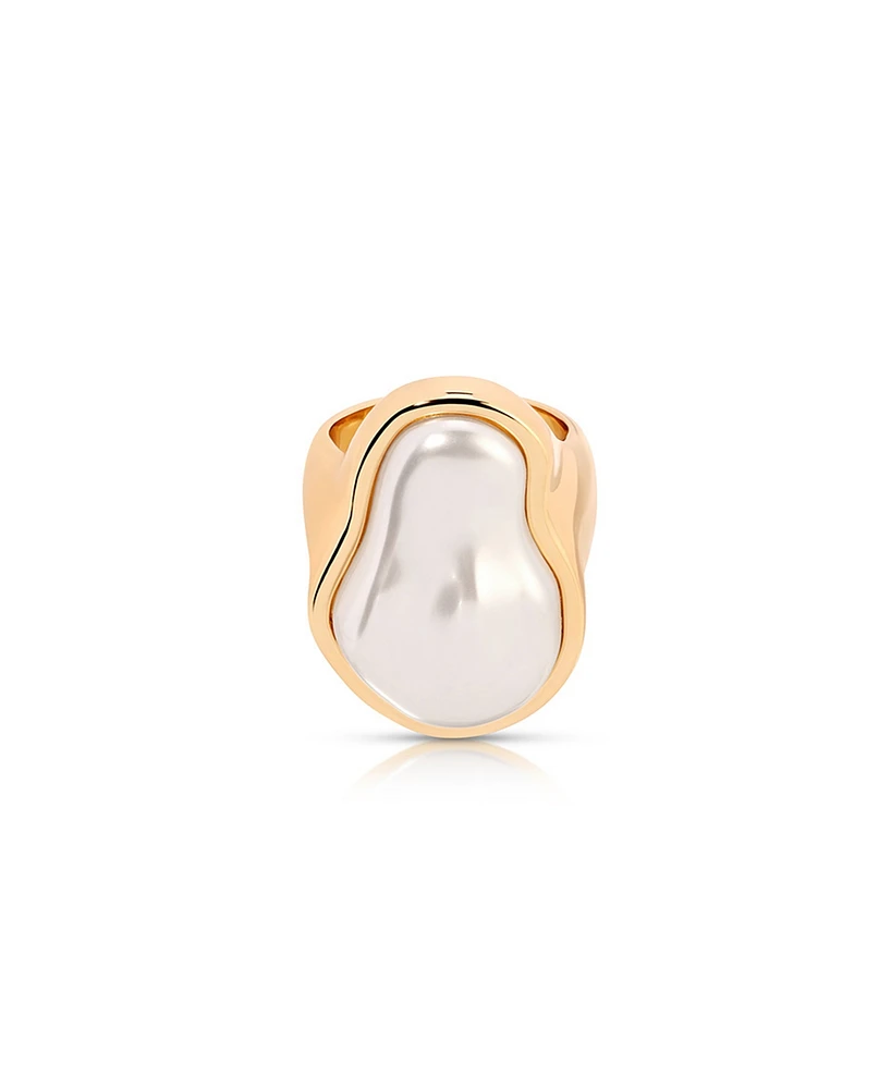 Ettika Sea-born Mother of Pearl Statement Ring