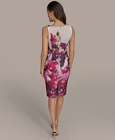 Donna Karan New York Women's Scuba Floral-Print Asymmetrical-Neck Sheath Dress