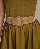 Donna Karan New York Women's Mixed-Media Belted Halter Dress