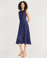 Luxely Women's Textured Sleeveless Fit & Flare Midi Dress