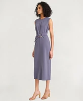 Luxely Women's Solid-Color V-Neck Sleeveless Dress