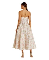 Mac Duggal Women's Strapless Floral Brocade A Line Midi Dress