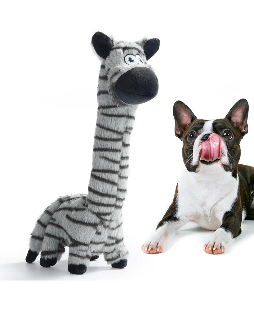 Nocciola Twistable Zebra Stuffedless Dog Toy, Plush Dog Chew Toy for Small Medium Breed, Crinkle Animal Dog Toy to Keep Them Busy
