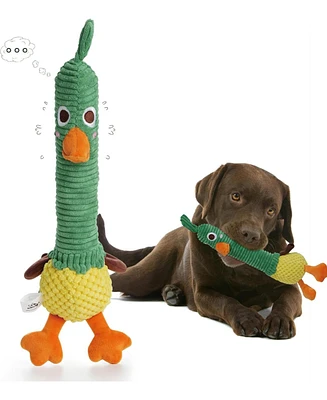 Nocciola 2-in-1 Squeaky Duck Dog Toy,Christmas gift,Cute Stuffed Dog Toys with Large Durable Rubber Squeaky Core for Aggressive Chewers