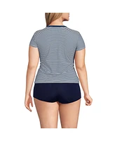 Lands' End Plus SunShade Upf 50 Cap Sleeve Fitted with Built Bra Rash Guard
