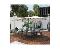 Casainc 181" x 106" Outdoor Double-Sided Market Umbrella With Base Patio