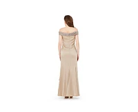 Amri Women's Off-The-Shoulder Cowl Neckline Dress With Floral Embellishment
