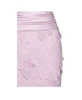Miss Circle Women's Dahlia Pink Floral Lace Mermaid Gown
