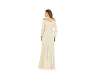 Amri Women's Off-The-Shoulder Floral Embellished Flary Gown