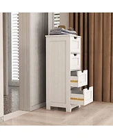 Casainc White Freestanding Storage Cabinet with 4 Drawers, Ideal for Bathroom, Kitchen & Living Room Organization