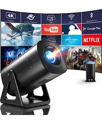 Elephas Mini Projector, 4K 1080P Support projector with wifi and bluetooth,with Android Tv Os 8000 plus Apps for Phone Stick Laptop Hdmi