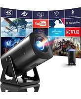 Elephas Mini Projector, 4K 1080P Support projector with wifi and bluetooth,with Android Tv Os 8000 plus Apps for Phone Stick Laptop Hdmi