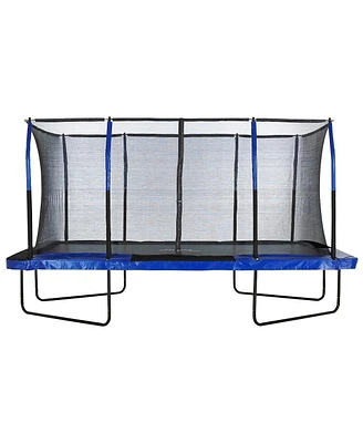 Plexalife 8' X 14' Gymnastics Style, Rectangular Trampoline Set with Premium Top-Ring Enclosure System - Blue/Black