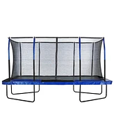 Plexalife 8' X 14' Gymnastics Style, Rectangular Trampoline Set with Premium Top-Ring Enclosure System - Blue/Black