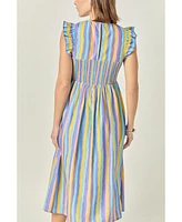 English Factory Women's Stripe smocking Midi dress