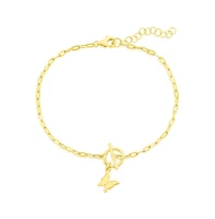 Sterling Silver Butterfly Charm Paperclip Toggle Bracelet