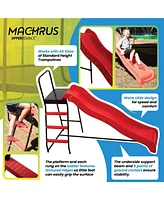 Plexalife Trampoline Step N Slide|Kids Outdoor Step Ladder and Wave Slide Set Fits Standard Round or Rectangle Trampolines with Net or Without - Red