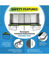 Plexalife - Mega 10' X 17' Gymnastics Style, Rectangular Trampoline Set with Premium Top-Ring Enclosure System - Green/Black