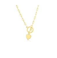 Sterling Silver Heart Charm Paperclip Toggle Necklace