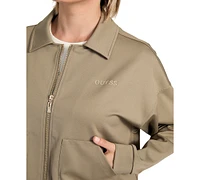 Guess Women's Carla Collared Zip-Front Cropped Jacket