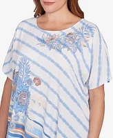 Ruby Rd. Plus Embellished Boho Stripe Top
