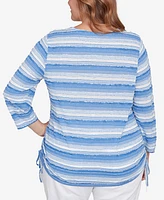 Ruby Rd. Plus Textured Stripe Drawstring Top