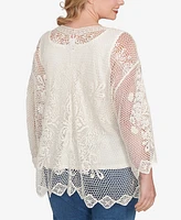 Ruby Rd. Plus Lined Medallion Crochet Top