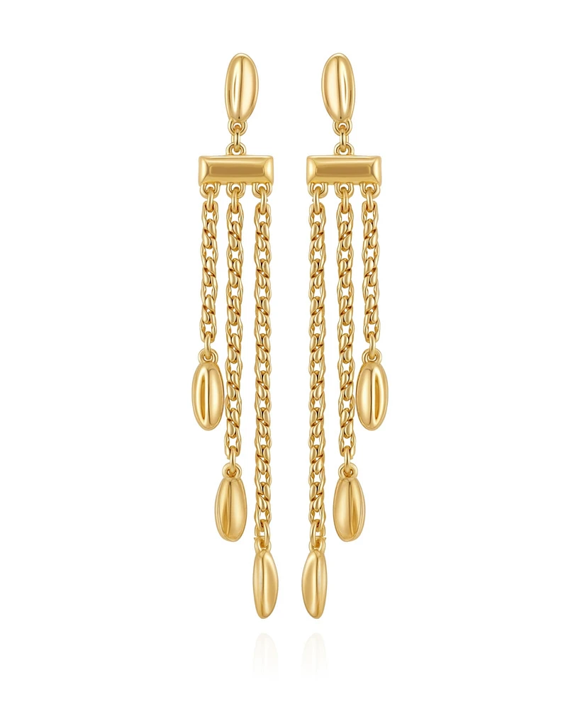 Vince Camuto Long Gold Tone Chain Tassel Earrings
