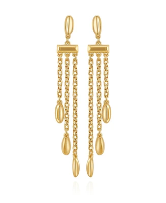 Vince Camuto Long Gold Tone Chain Tassel Earrings